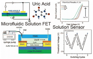 Graphical abstract: A microfluidic approach for the detection of uric acid through electrical measurement using an atomically thin MoS2 field-effect transistor