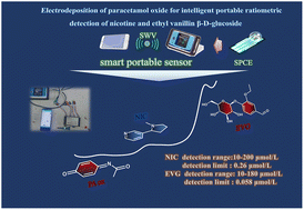 Graphical abstract: Electrodeposition of paracetamol oxide for intelligent portable ratiometric detection of nicotine and ethyl vanillin β-d-glucoside