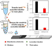 Graphical abstract: A lateral flow immunoassay method for the rapid detection of acetochlor and alachlor in vegetable oil by sensitivity enhancement by using dimethyl-β-cyclodextrin