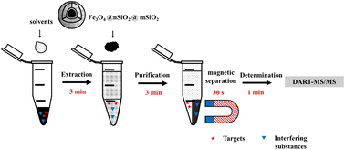 Graphical abstract: Magnetic mesoporous Fe3O4@nSiO2@mSiO2 nanoparticles for high-throughput mass spectrometry detection of hydrolyzed products of organophosphorus nerve agents
