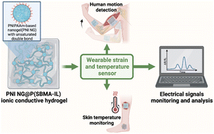 Graphical abstract: Nanostructured ionic hydrogel with integrated conductivity, stretchability and thermal responsiveness for a high-performance strain and temperature sensor