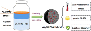 Graphical abstract: Aqueous green synthesis of organic/inorganic nanohybrids with an unprecedented synergistic mechanism for enhanced near-infrared photothermal performance