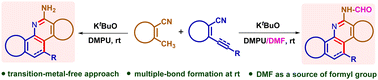 Graphical abstract: A unified approach to benzo[c]phenanthridines via the cascade dual-annulation/formylation of 2-alkynyl/alkenylbenzonitriles