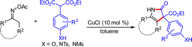 Graphical abstract: Copper-catalyzed [3+2] annulation of O-acyl ketoximes with 2-aryl malonates for the synthesis of 3-aryl-4-pyrrolin-2-ones