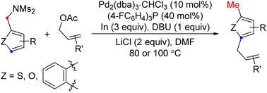 Graphical abstract: Palladium-catalyzed indium-mediated reductive aromatic C–H allylation of N-benzylsulfonimides with allyl esters