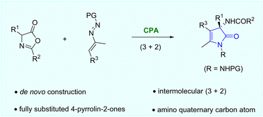 Graphical abstract: Catalytic asymmetric de novo construction of 4-pyrrolin-2-ones via intermolecular formal [3+2] cycloaddition of azoalkenes with azlactones
