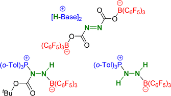 Graphical abstract: Reactivity of frustrated Lewis pairs with BOC protected diazocarboxylates: FLP capture of diazene