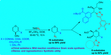 Graphical abstract: Synthesis of chiral azides from C-2 substituted glycals and their transformation to C3-glycoconjugates and α-triazolo-naphthalene polyol