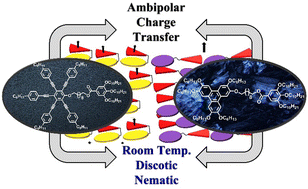 Graphical abstract: First examples of room-temperature discotic nematic liquid crystals exhibiting ambipolar charge carrier mobilities