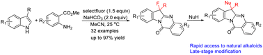 Graphical abstract: An efficient Selectfluor-mediated condensation of indoles and anthranilates for the synthesis of indoloquinazolinones