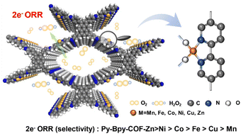 Graphical abstract: Constructing single atom sites on bipyridine covalent organic frameworks for selective electrochemical production of H2O2
