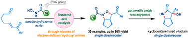 Graphical abstract: Brønsted acid-catalyzed annulation reaction of hydroxamic acids: synthesis of cyclopentane-fused isoxazolidines and their benzilic amide rearrangement