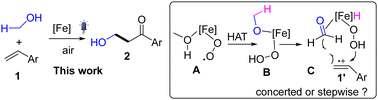 Graphical abstract: Iron-catalyzed β-hydroxymethylative carbonylation of styrene under photo-irradiation