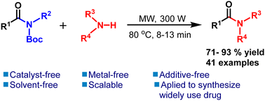 Graphical abstract: Microwave-assisted chemoselective transamidation of secondary amides by selective N–C(O) bond cleavage under catalyst, additive and solvent-free conditions
