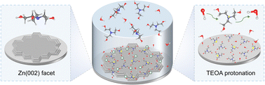 Graphical abstract: Zn(002)-preferred and pH-buffering triethanolamine as electrolyte additive for dendrite-free Zn anodes