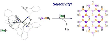 Graphical abstract: Selective dehydrogenation of ammonia borane to polycondensated BN rings catalysed by ruthenium olefin complexes