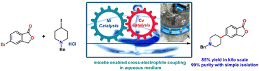 Graphical abstract: Implementation of micelle-enabled C(sp2)–C(sp3) cross-electrophile coupling in pharmaceutical synthesis