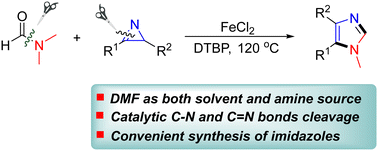 Graphical abstract: DMF as an amine source: iron-catalyzed cyclization of 2H-azirines to imidazoles