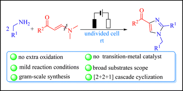 Graphical abstract: Electrochemical multicomponent [2+2+1] cascade cyclization of enaminones and primary amines towards the synthesis of 4-acylimidazoles