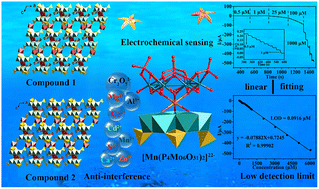 Graphical abstract: Two new manganese-based phosphomolybdate compounds as electrochemical sensors for the highly sensitive trace determination of heavy metal Cr(vi) ions