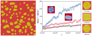 Graphical abstract: Atomistic investigation of coarsening kinetics of supported nanoparticles using the phase field crystal model