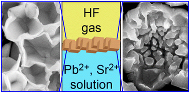 Graphical abstract: Design of Pb1−xSrxF2 hollow crystals with gas–solution interfacial reactions