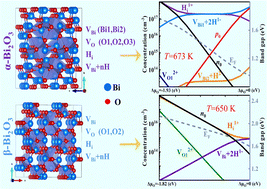 Graphical abstract: Intrinsic point defects and the n- and p-type dopability in α- and β-Bi2O3 photocatalysts