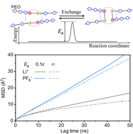 Graphical abstract: Structure and dynamics of dynamic covalent cross-linked PEOs and PEO/LiPF6 electrolytes: a coarse-grained simulation study