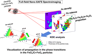 Graphical abstract: Oxidation and phase transfer of individual Cr-doped dendritic FeOx particles visualized by full-field nano-XAFS spectroimaging