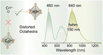 Graphical abstract: Understanding the broadband near-infrared luminescence in a highly distorted garnet Ca4HfGe3O12:Cr3+ phosphor