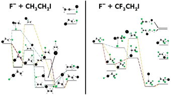Graphical abstract: The influence of fluorination on the dynamics of the F− + CH3CH2I reaction