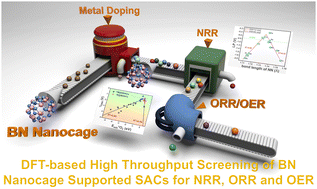 Graphical abstract: d- and p-Block single-atom catalysts supported by BN nanocages toward electrochemical reactions of N2 and O2