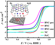 Graphical abstract: Effective construction of a B and N co-doped 3D porous carbon metal-free oxygen reduction reaction catalyst by a secondary pyrolysis strategy