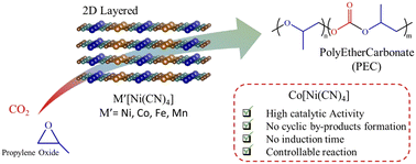 Graphical abstract: Two-dimensional (2D) layered double metal cyanides as alternative catalysts for CO2/propylene oxide copolymerization