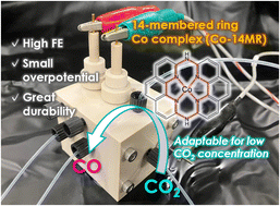 Graphical abstract: Fourteen-membered macrocyclic cobalt complex for the electrolysis of low-concentration gaseous carbon dioxide with high faradaic efficiency toward carbon monoxide