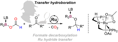 Graphical abstract: Formoxyboranes as hydroborane surrogates for the catalytic reduction of carbonyls through transfer hydroboration