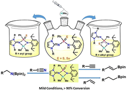 Graphical abstract: N^N vs. N^E (E = S or Se) coordination behavior of imino-phosphanamidinate chalcogenide ligands towards aluminum alkyls: efficient hydroboration catalysis of nitriles, alkynes, and alkenes