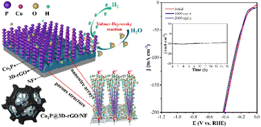 Graphical abstract: Co2P nanowire arrays anchored on a 3D porous reduced graphene oxide matrix embedded in nickel foam for a high-efficiency hydrogen evolution reaction