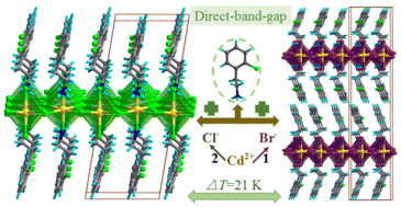 Graphical abstract: Halogen-regulating induced reversible high-temperature dielectric and thermal transitions in novel layered organic–inorganic hybrid semiconducting crystals