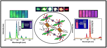 Graphical abstract: Turn-off luminescence sensing, white light emission and magnetic studies of two-dimensional lanthanide MOFs