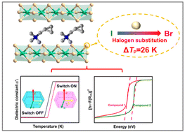 Graphical abstract: The halogen substitution strategy of inorganic skeletons triggers dielectric and band gap regulation of hybrid perovskites
