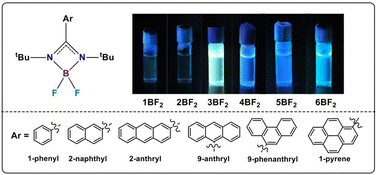 Graphical abstract: Blue emissive amidinate-based tetra-coordinated boron compounds