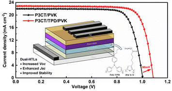 Graphical abstract: Improving the performance of perovskite solar cells using a dual-hole transport layer