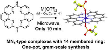 Graphical abstract: One-pot gram-scale rapid synthesis of MN4 complexes with 14-membered ring macrocyclic ligand as a precursor for carbon-based ORR and CO2RR catalysts