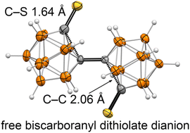Graphical abstract: Synthesis and cluster structure distortions of biscarborane dithiol, thioether, and disulfide