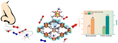 Graphical abstract: Hydrophobic functionalization of a metal–organic framework as an ammonia visual sensing material under high humidity conditions