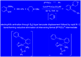 Graphical abstract: Copper-catalysed electrophilic carboamination of terminal alkynes with benzyne looked at through the computational lens