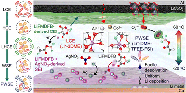 Graphical abstract: Wide-temperature-range operation of lithium-metal batteries using partially and weakly solvating liquid electrolytes