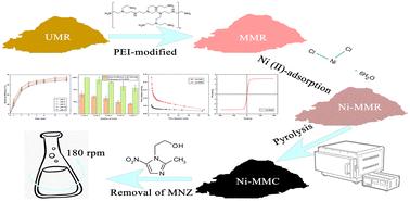 Graphical abstract: Preparation of a microbial char adsorbent from polyethyleneimine-modified and nickel-loaded microorganisms for efficient removal of metronidazole