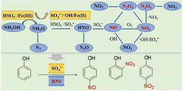 Graphical abstract: Formation of nitro(so) by-products of concern during the treatment of phenolic compounds by the hydroxylamine-enhanced Fe(ii)/peroxymonosulfate process